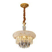 Gold Antique Brass Metal and Crystal Chandelier Ceiling Light E14 Small or Large