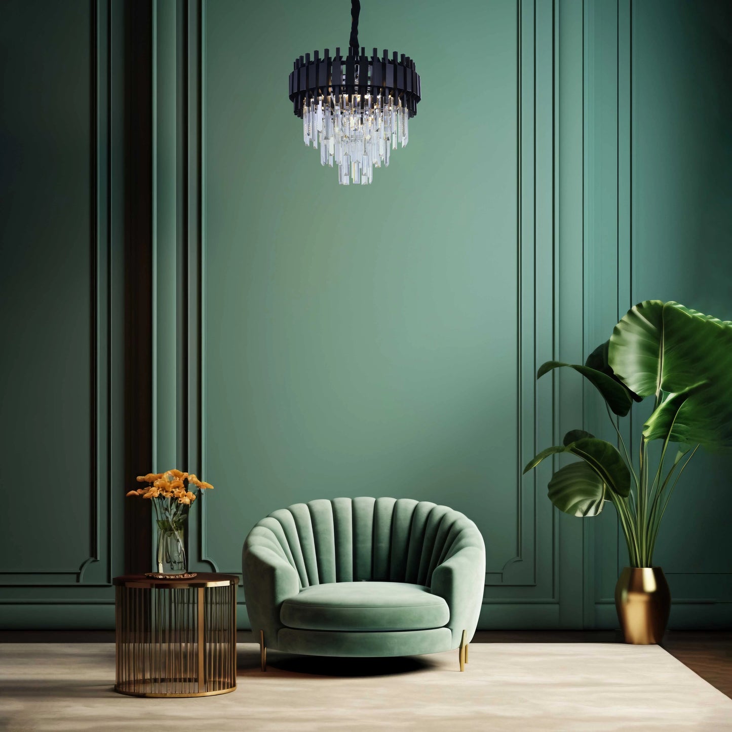 Metropolitan Square Beam Design Tiered Crystal Modern Chandelier Ceiling Light