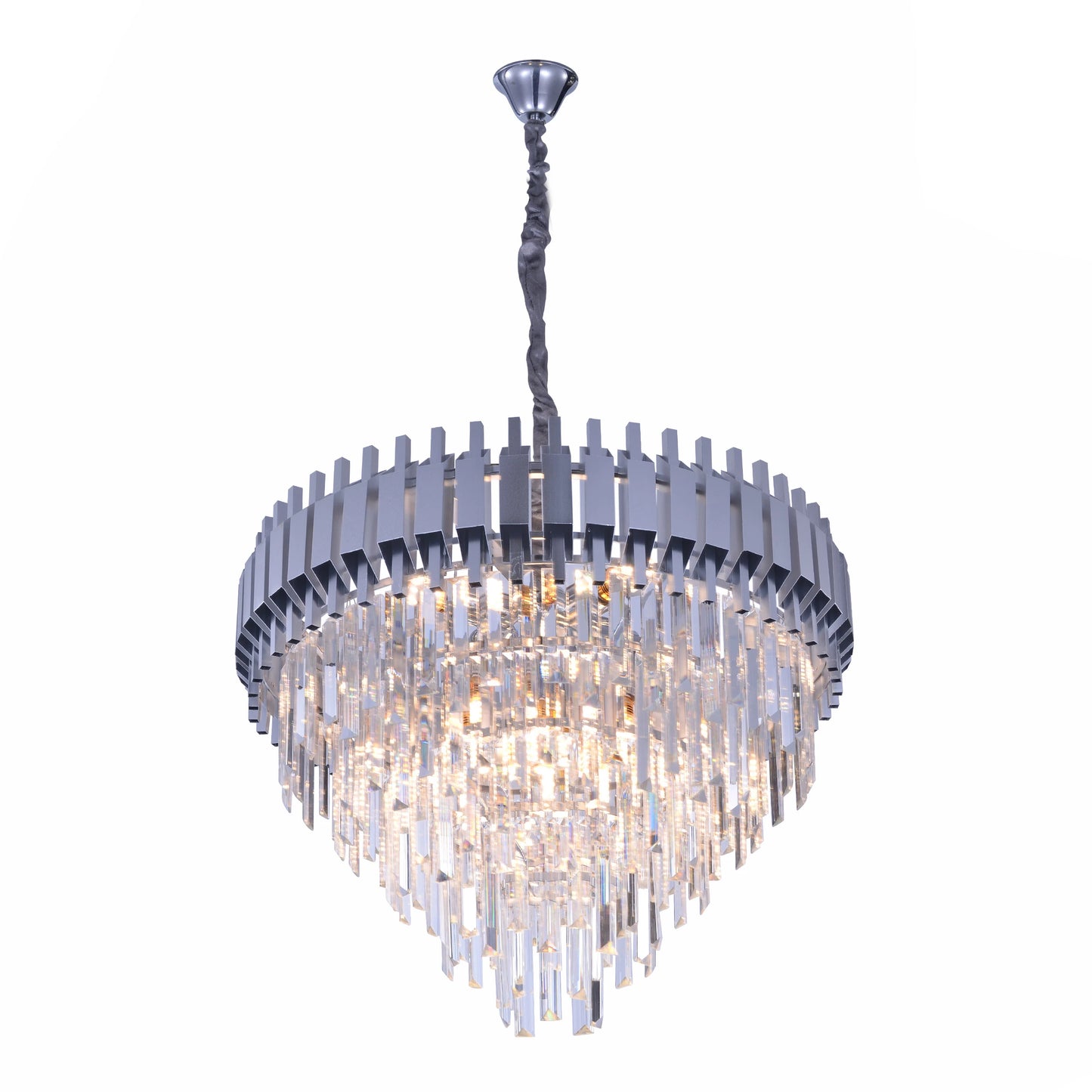 Metropolitan Square Beam Design Tiered Crystal Modern Chandelier Ceiling Light