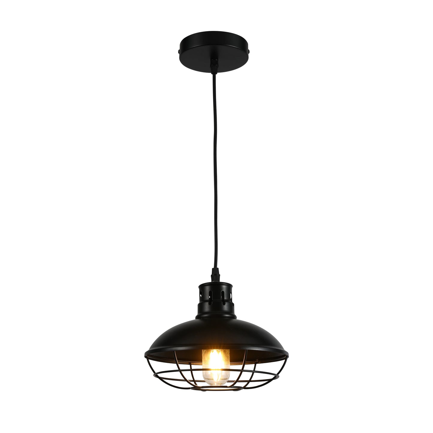 Urban Revive Caged Factory Ceiling Pendant Light Black