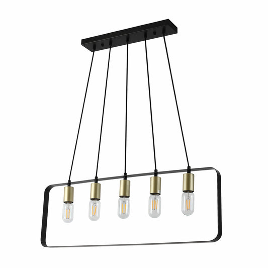 Modern Minimalist 2D Island Chandelier Light Black Gold E27x5