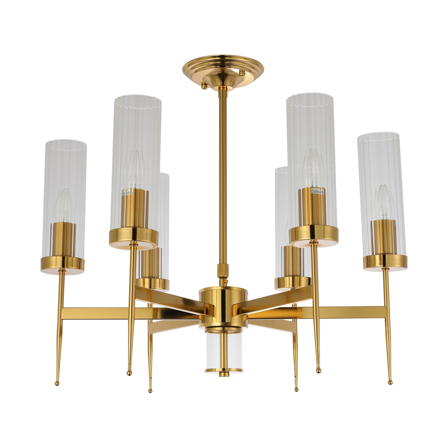 American Fluted Glass Chandelier Ceiling Light
