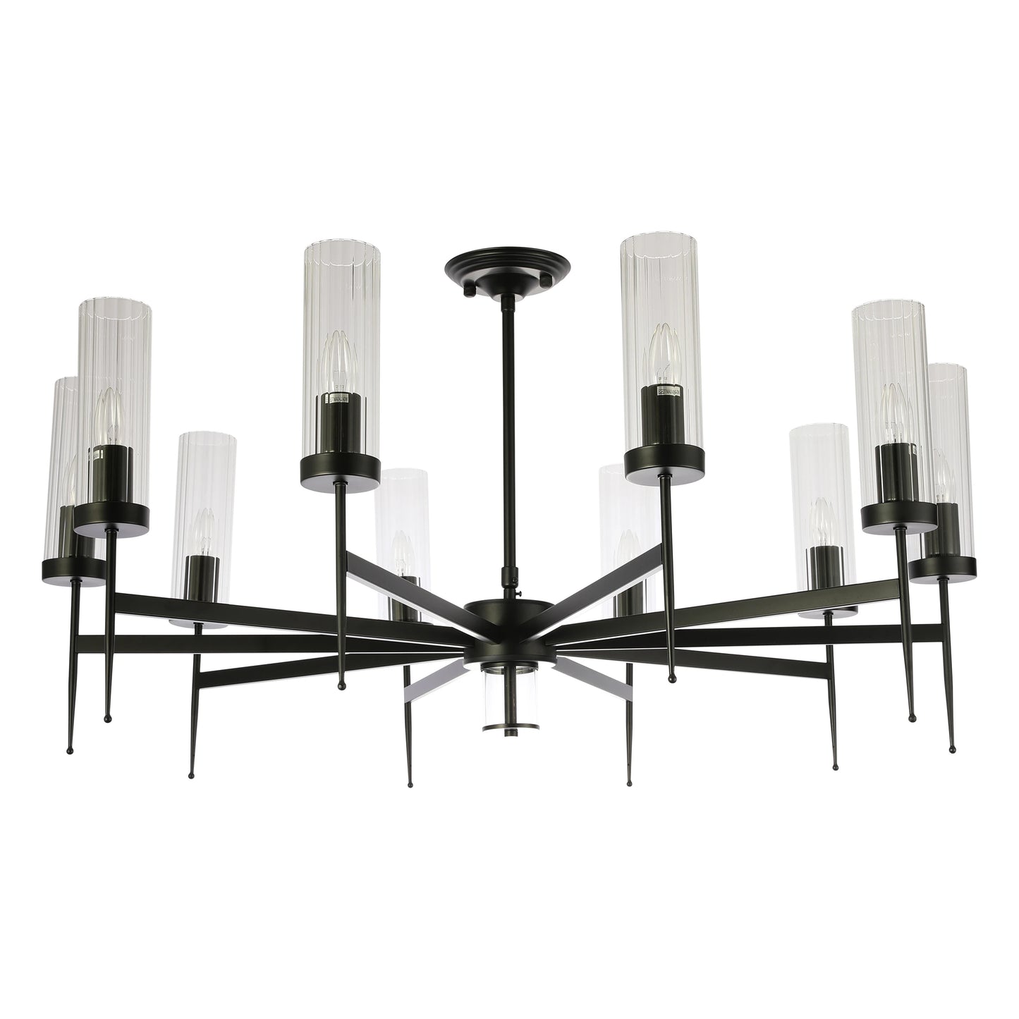 American Fluted Glass Chandelier Ceiling Light