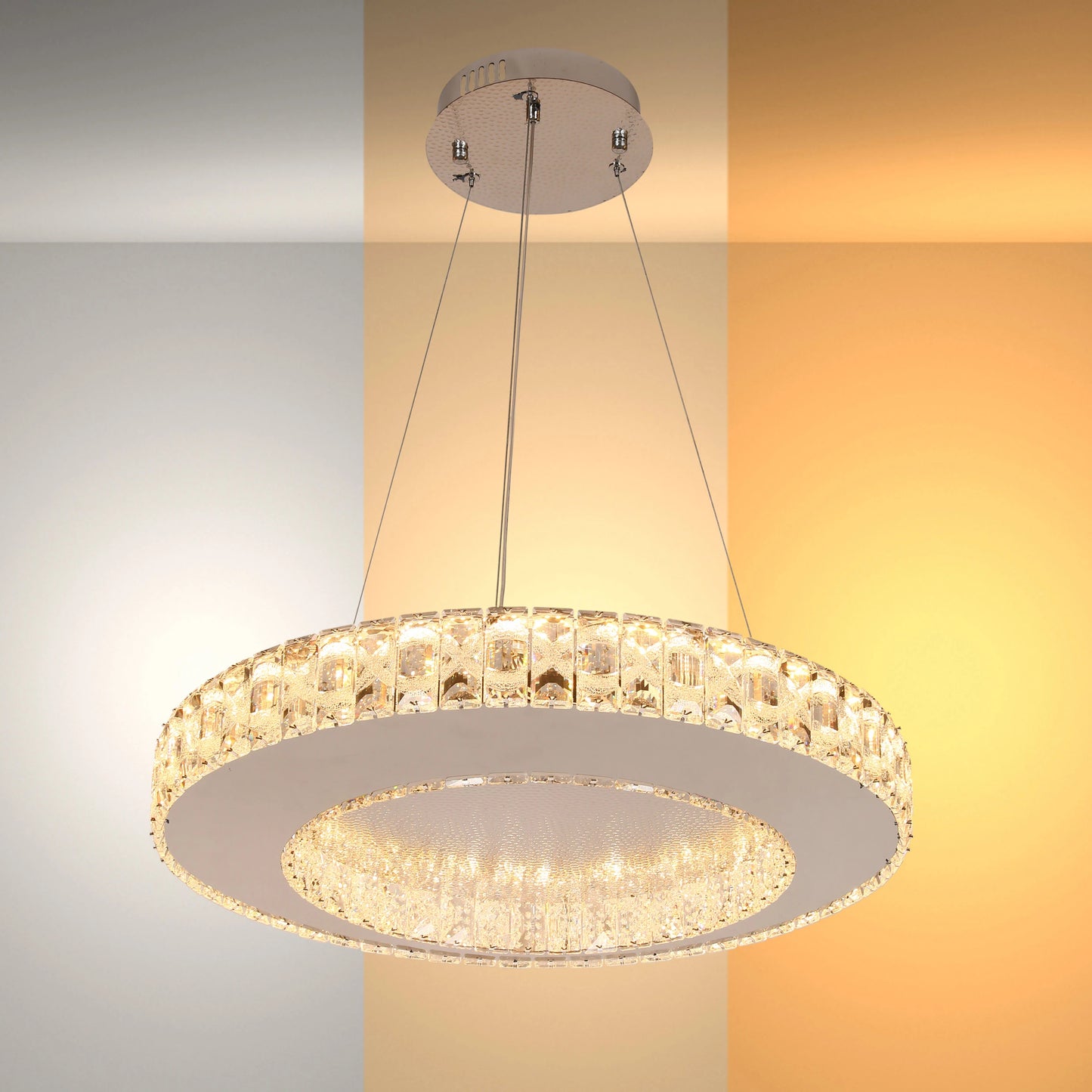 Helix Crystal LED Chandelier with Dimpled Chrome Finish 80W