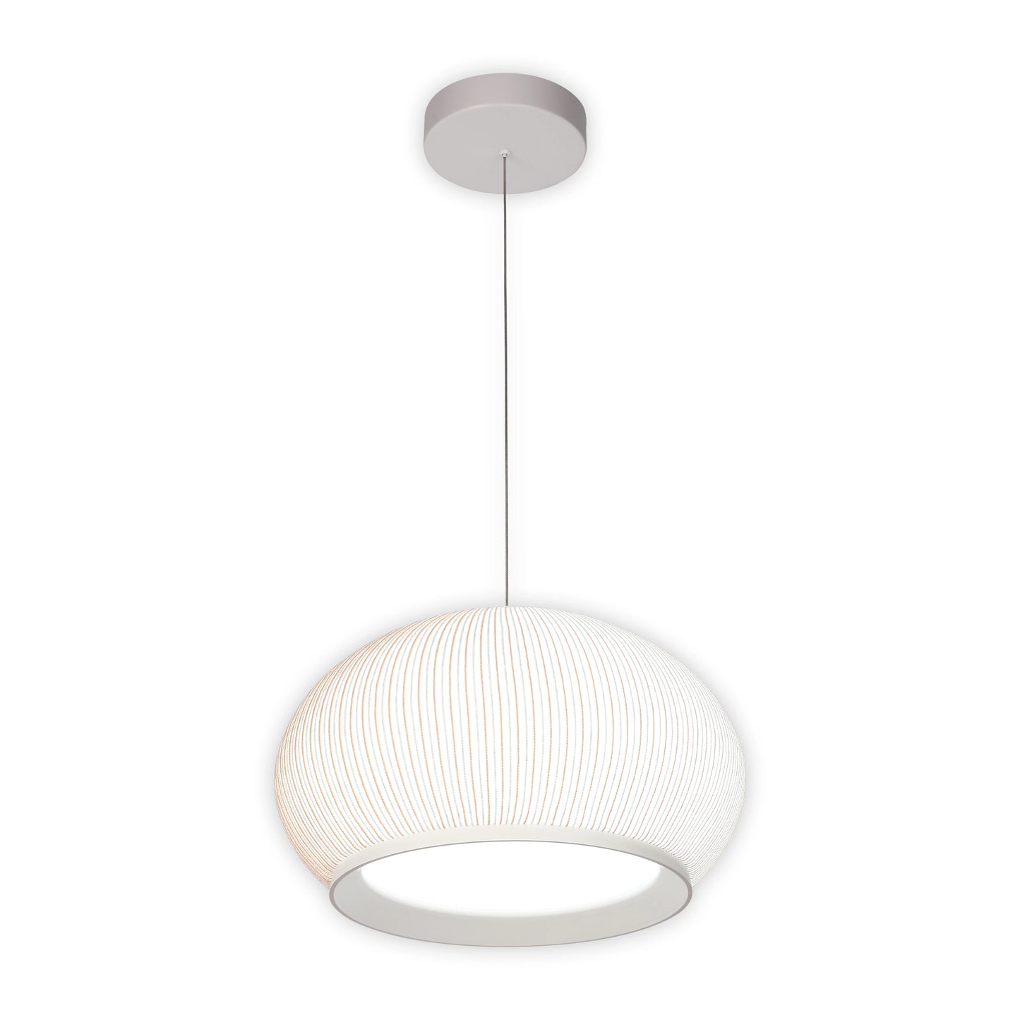 White Ribbed Knitted Fabric Pendant Light 470mm Diameter Ceiling Lamp 3000-6000K