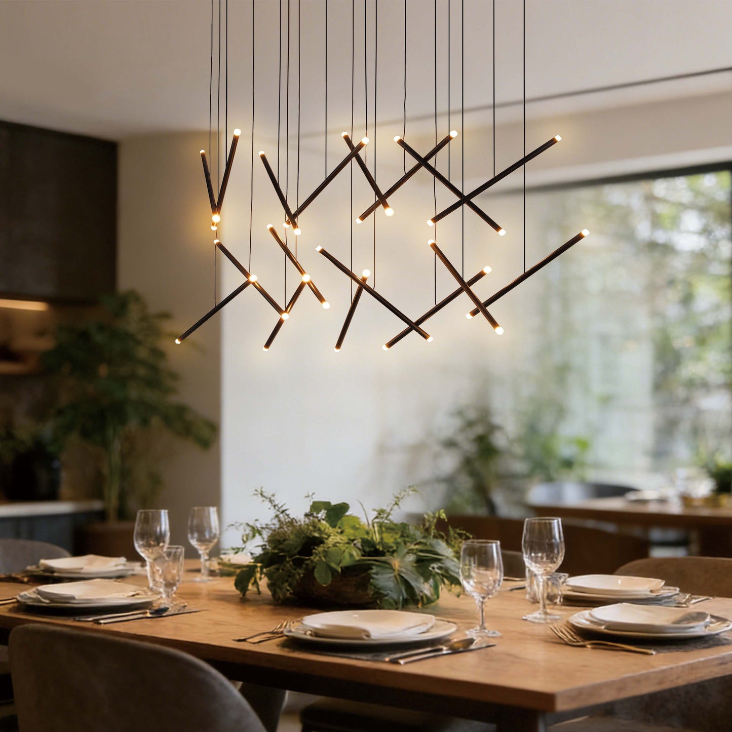 Gold Crisscross Modern Multi-Pendant Chandelier