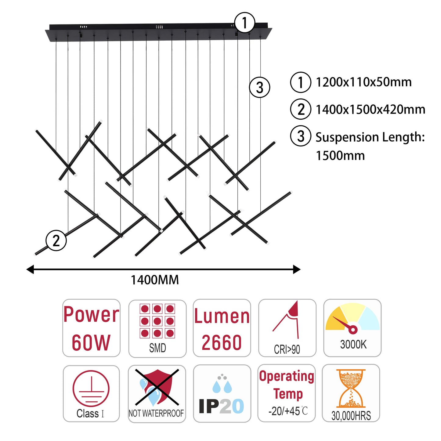 Gold Crisscross Modern Multi-Pendant Chandelier