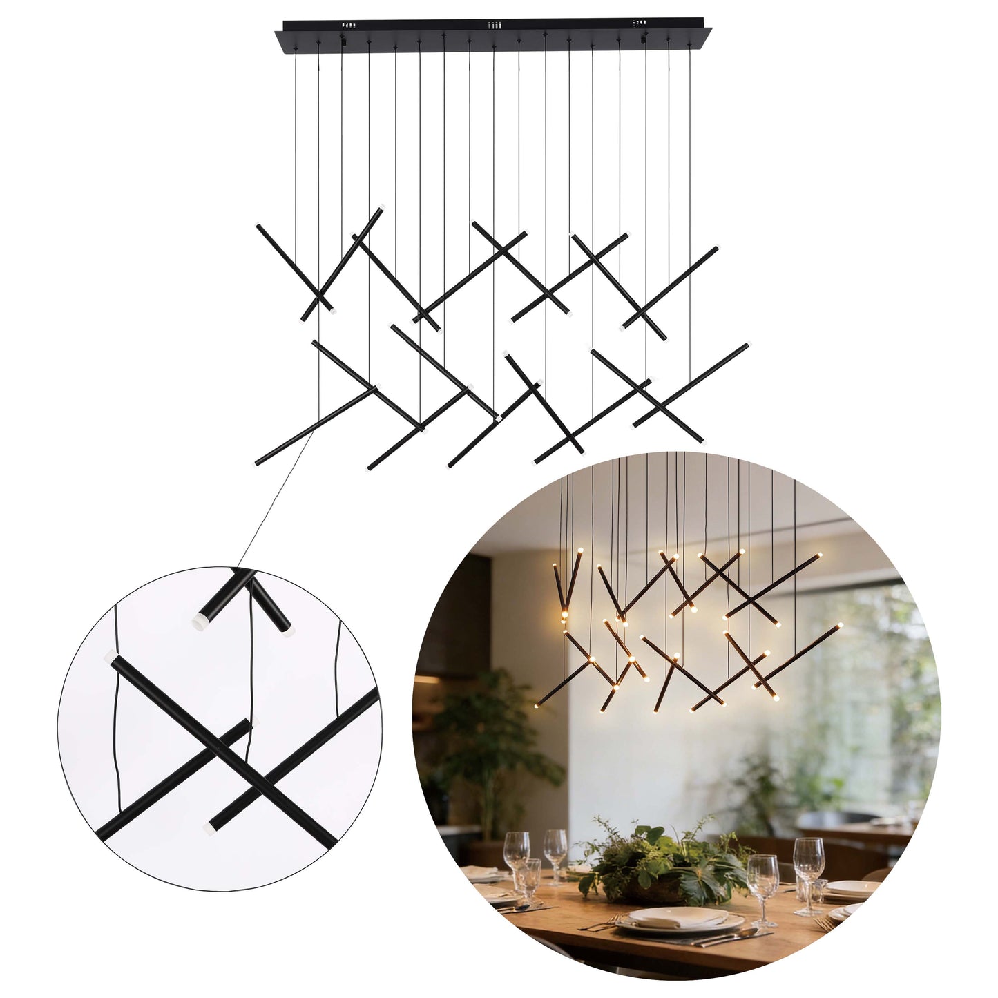 Gold Crisscross Modern Multi-Pendant Chandelier