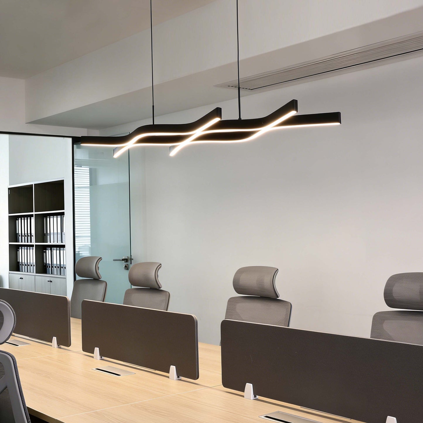 Modern Black LED Chandelier, Adjustable Pendant Light, 3CCT