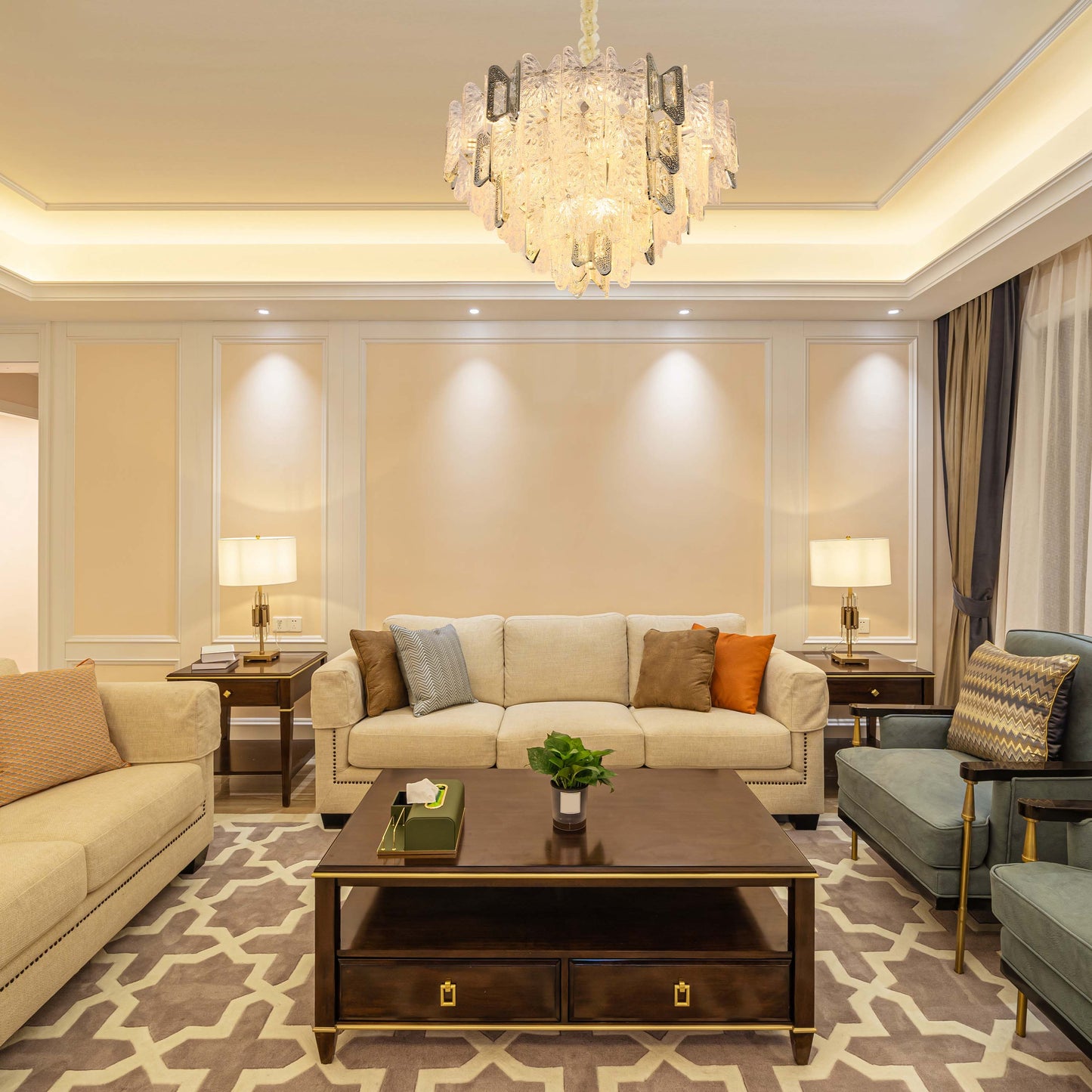 Luxury Gold Crystal Chandelier Dimmable Pendant Light E14