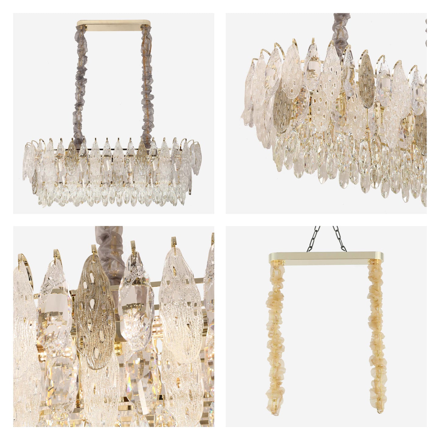 Luxury Gold Crystal Chandelier Dimmable Pendant Light E14