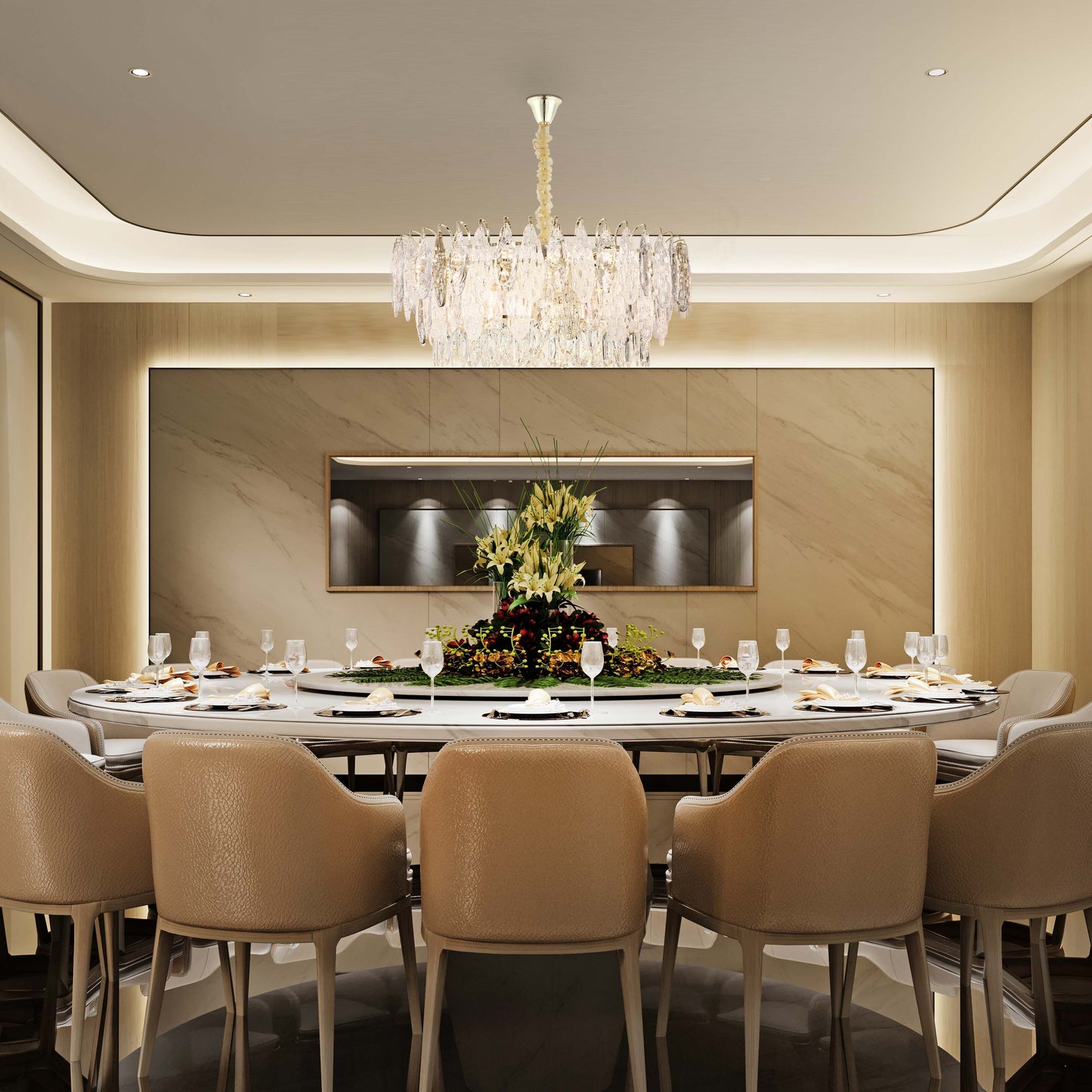 Luxury Gold Crystal Chandelier Dimmable Pendant Light E14