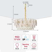 Luxury Gold Crystal Chandelier Dimmable Pendant Light E14