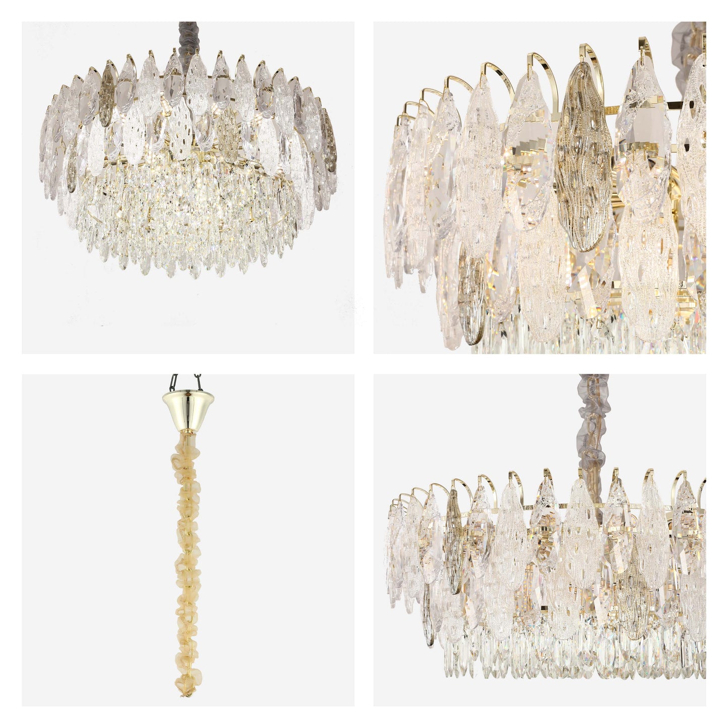 Luxury Gold Crystal Chandelier Dimmable Pendant Light E14