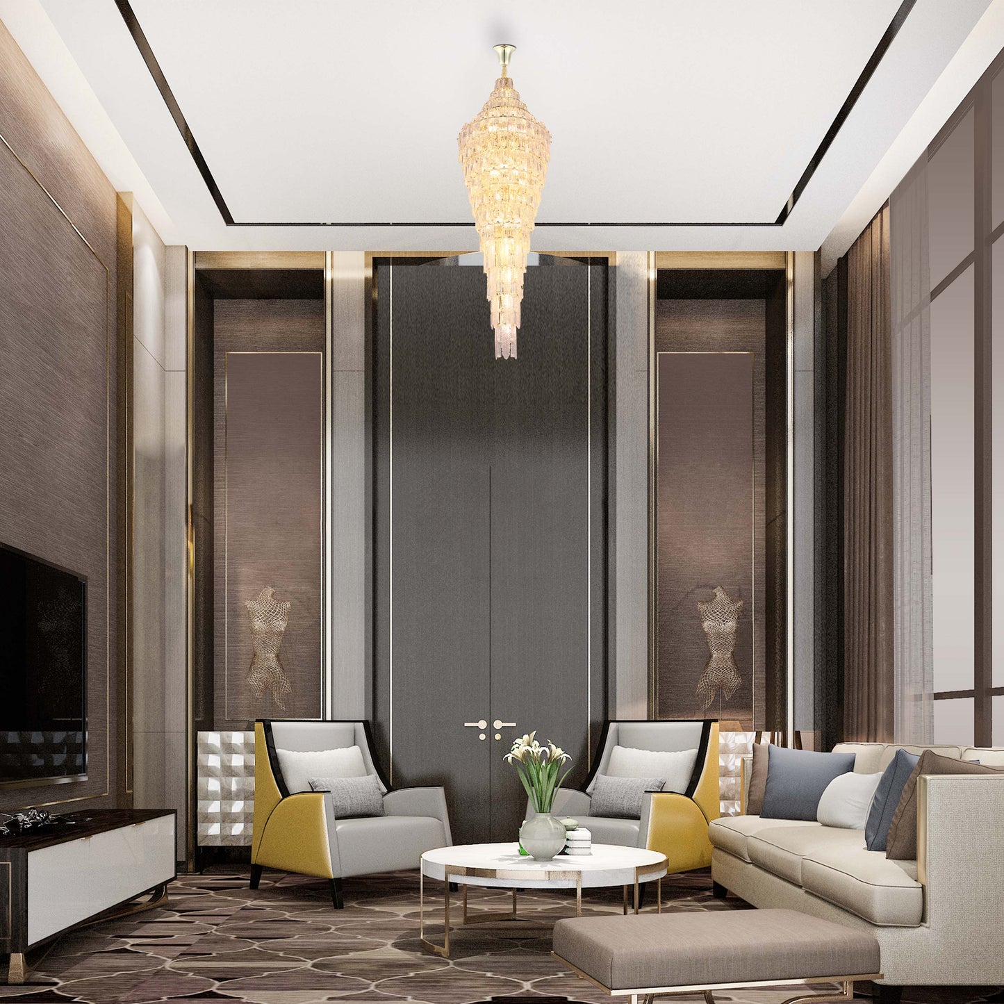 Lyustra M2026 43xE14 GOLD 580mm*H1750mm