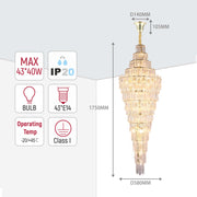 Luxury Gold Crystal Chandelier Dimmable Pendant Light E14