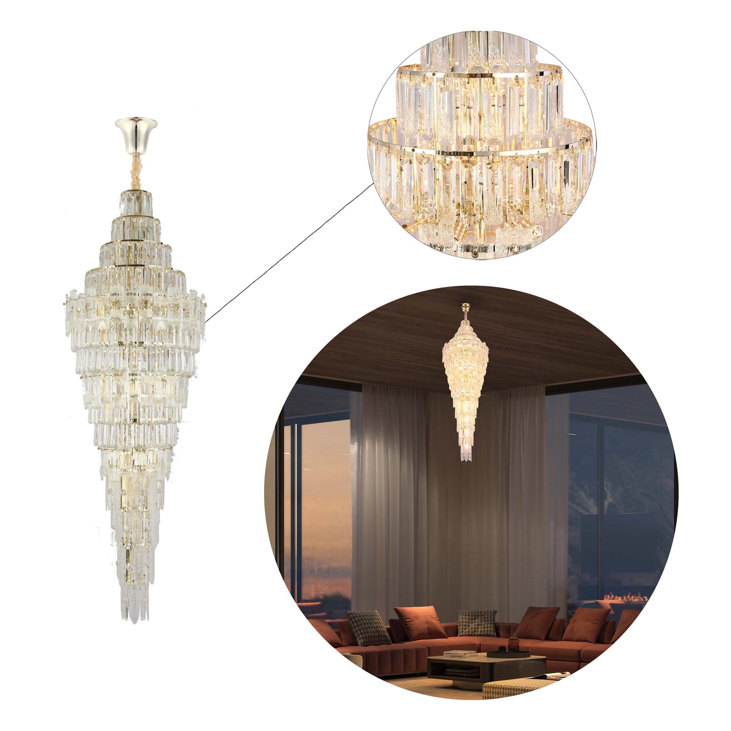 Lyustra M2026 43xE14 GOLD 580mm*H1750mm