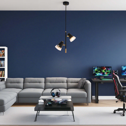 Modern Black & Brass Multi-Arm Spotlight, GU10 Dimmable