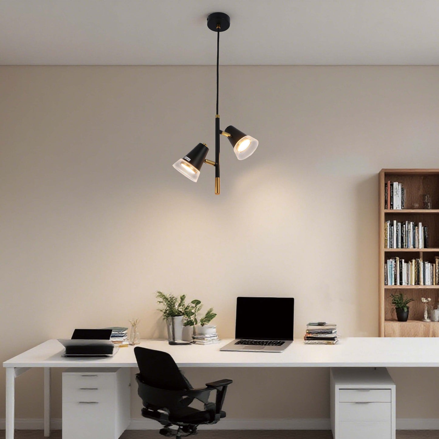 Modern Black & Brass Multi-Arm Spotlight, GU10 Dimmable