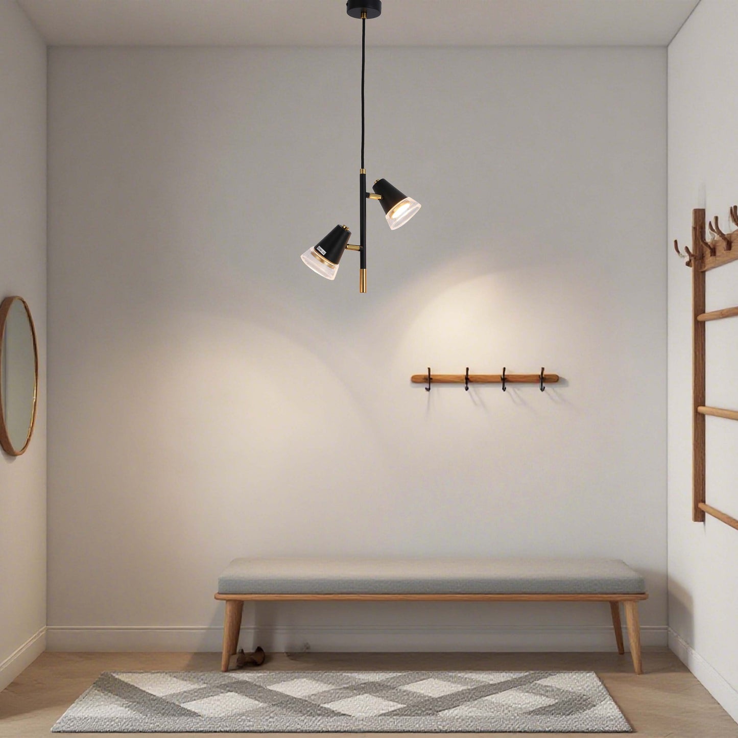 Modern Black & Brass Multi-Arm Spotlight, GU10 Dimmable