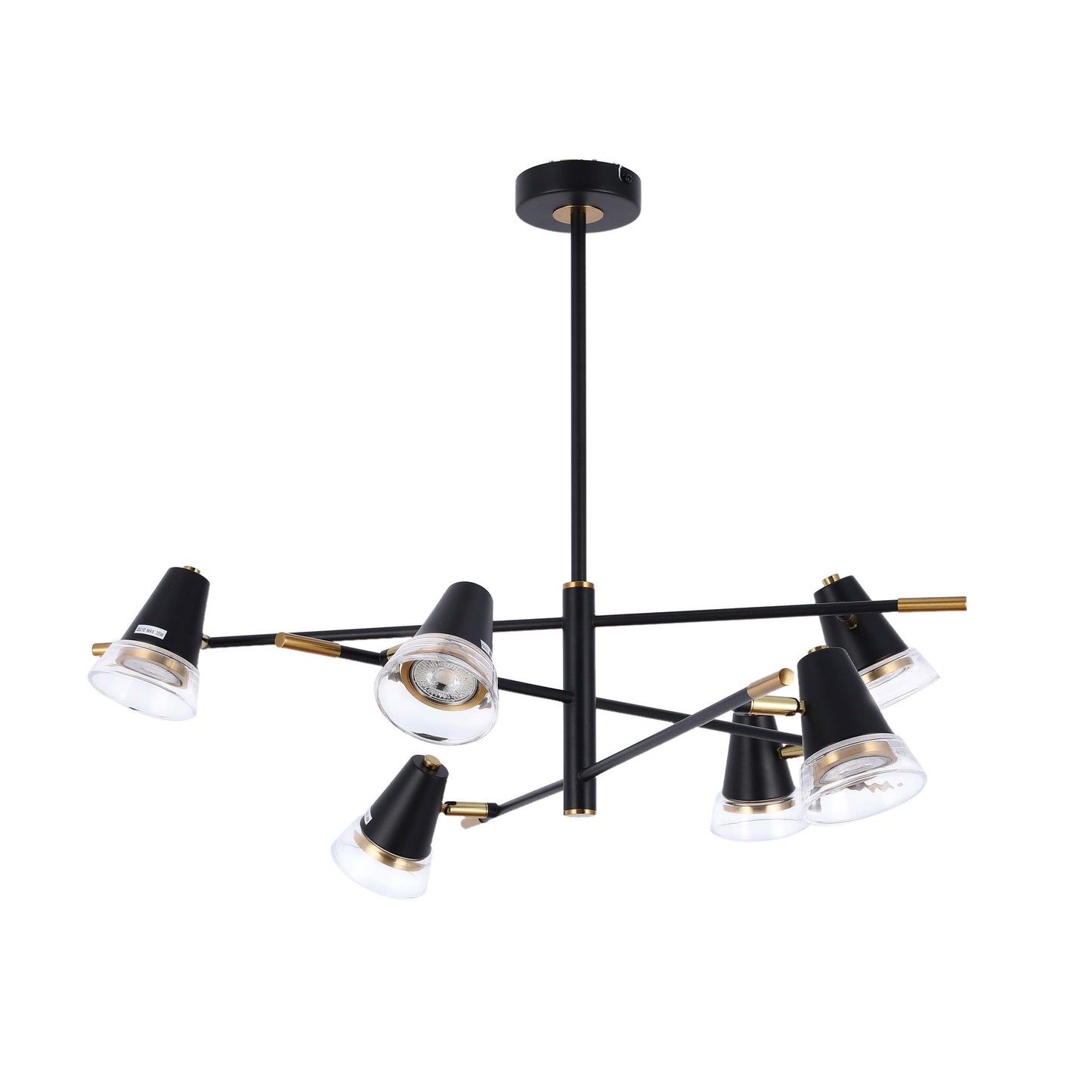 Modern Black & Brass Multi-Arm Spotlight, GU10 Dimmable