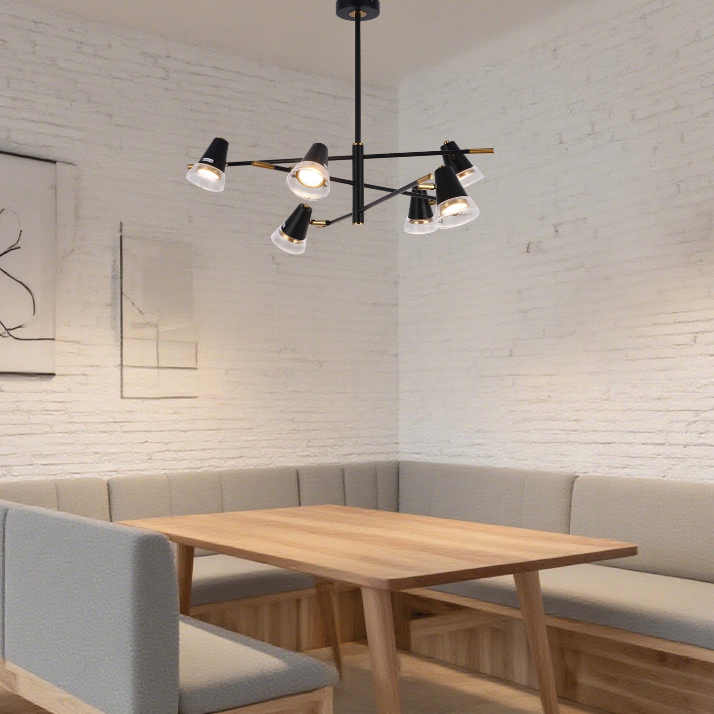 Modern Black & Brass Multi-Arm Spotlight, GU10 Dimmable