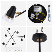 Modern Black & Brass Multi-Arm Spotlight, GU10 Dimmable