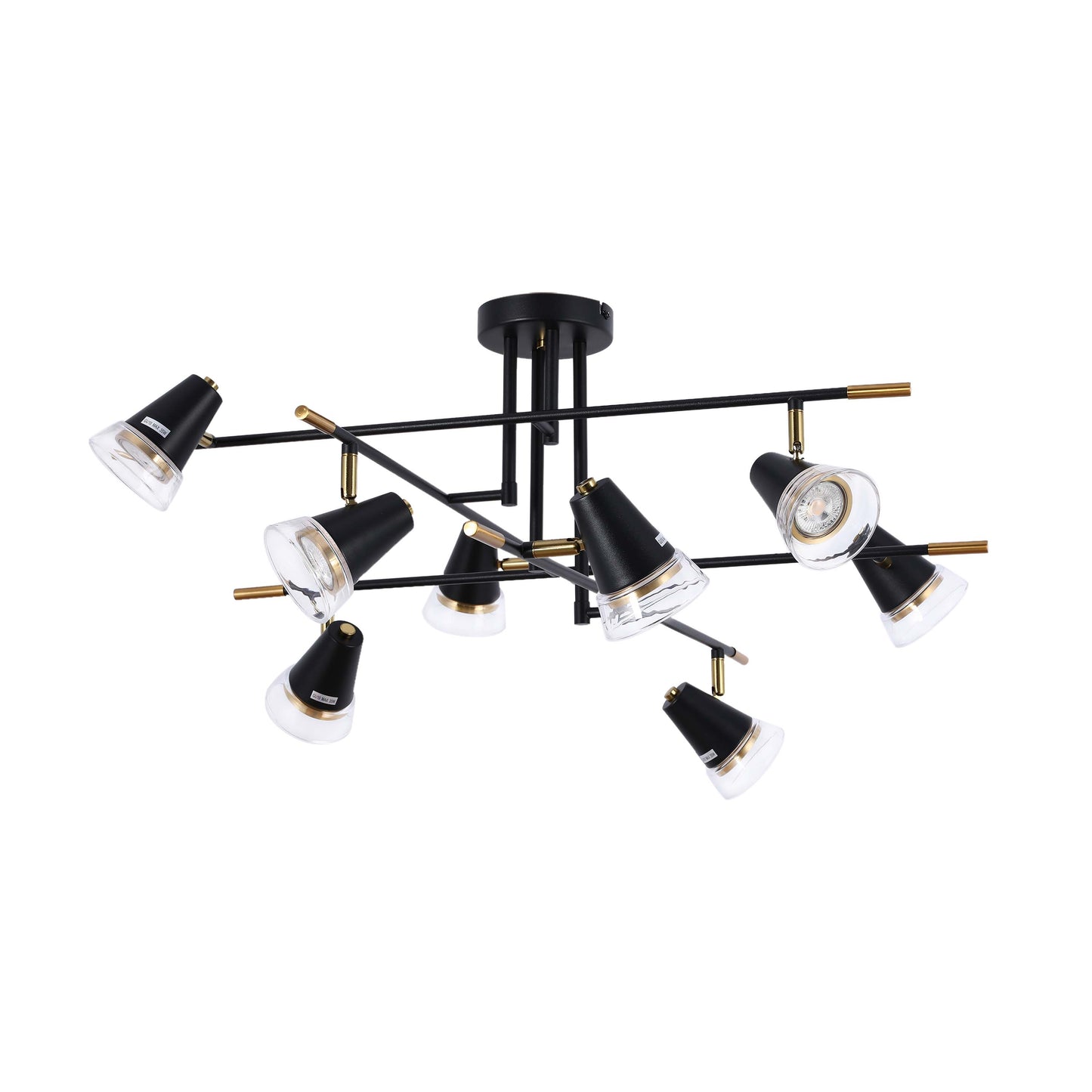 Modern Black & Brass Multi-Arm Spotlight, GU10 Dimmable