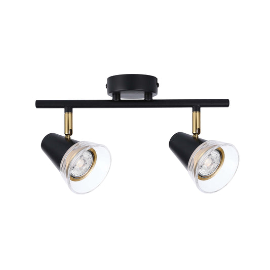 Modern Black & Brass Linear Spotlight Bar, GU10 Dimmable