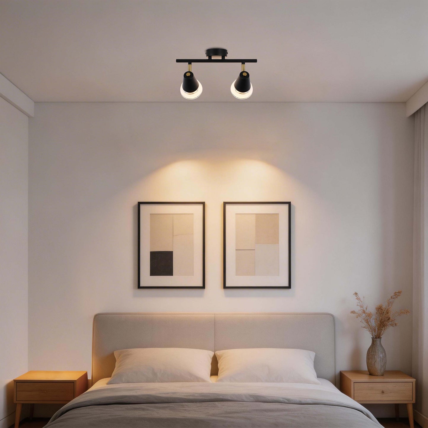 Modern Black & Brass Linear Spotlight Bar, GU10 Dimmable