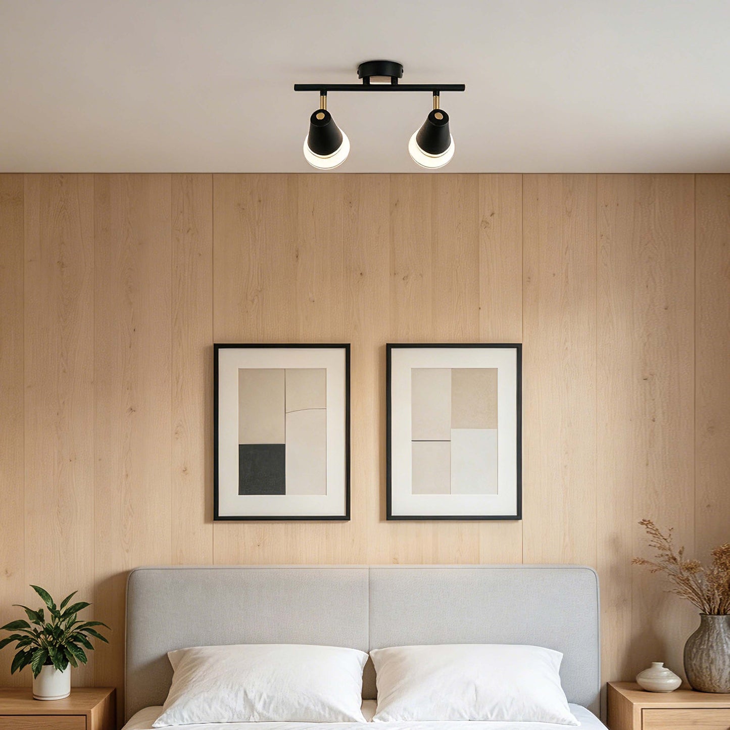 Modern Black & Brass Linear Spotlight Bar, GU10 Dimmable