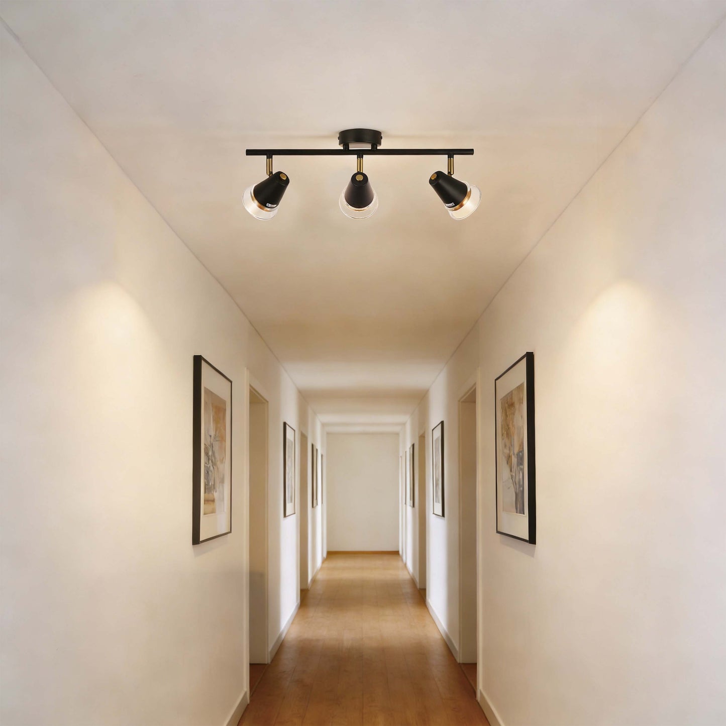 Modern Black & Brass Linear Spotlight Bar, GU10 Dimmable