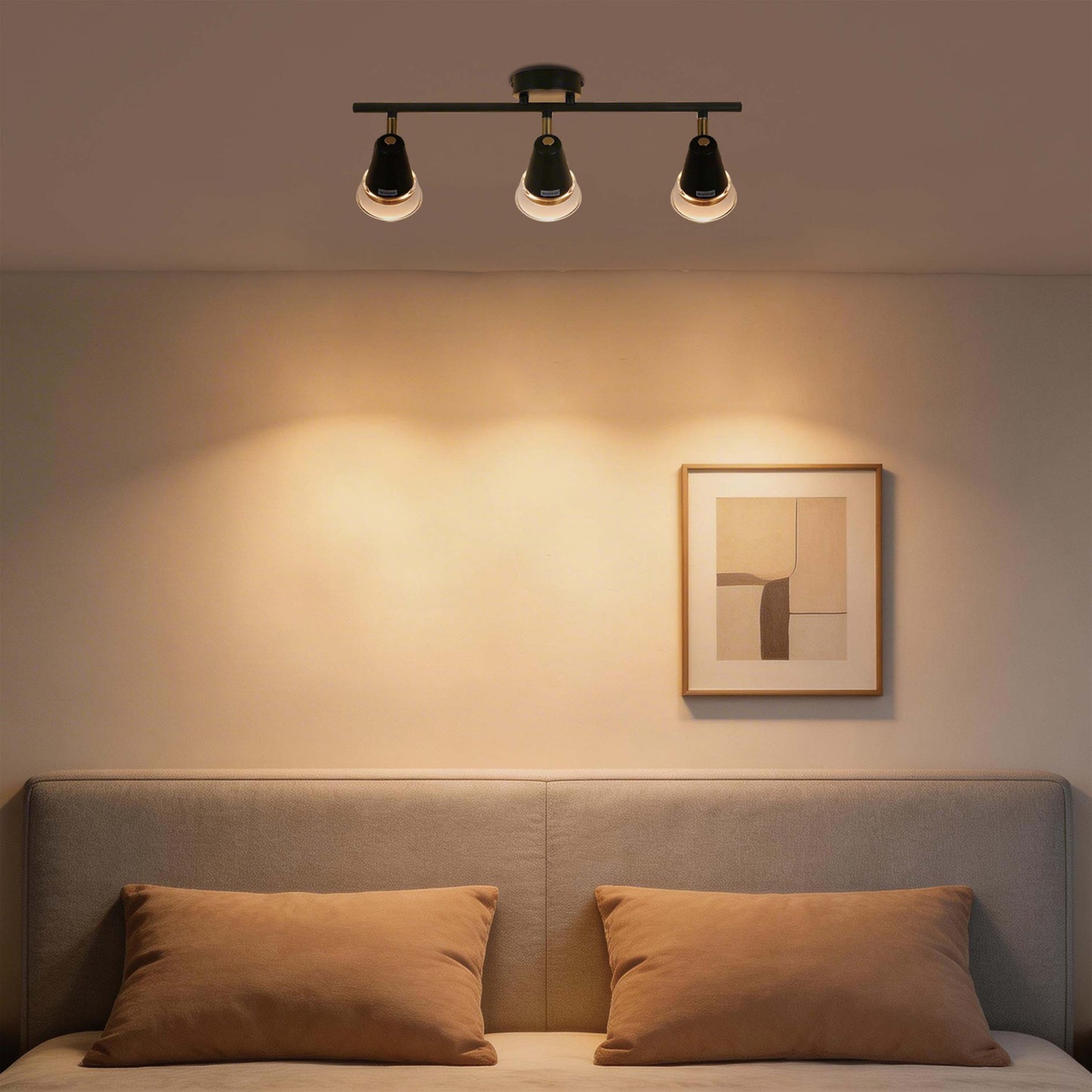 Modern Black & Brass Linear Spotlight Bar, GU10 Dimmable
