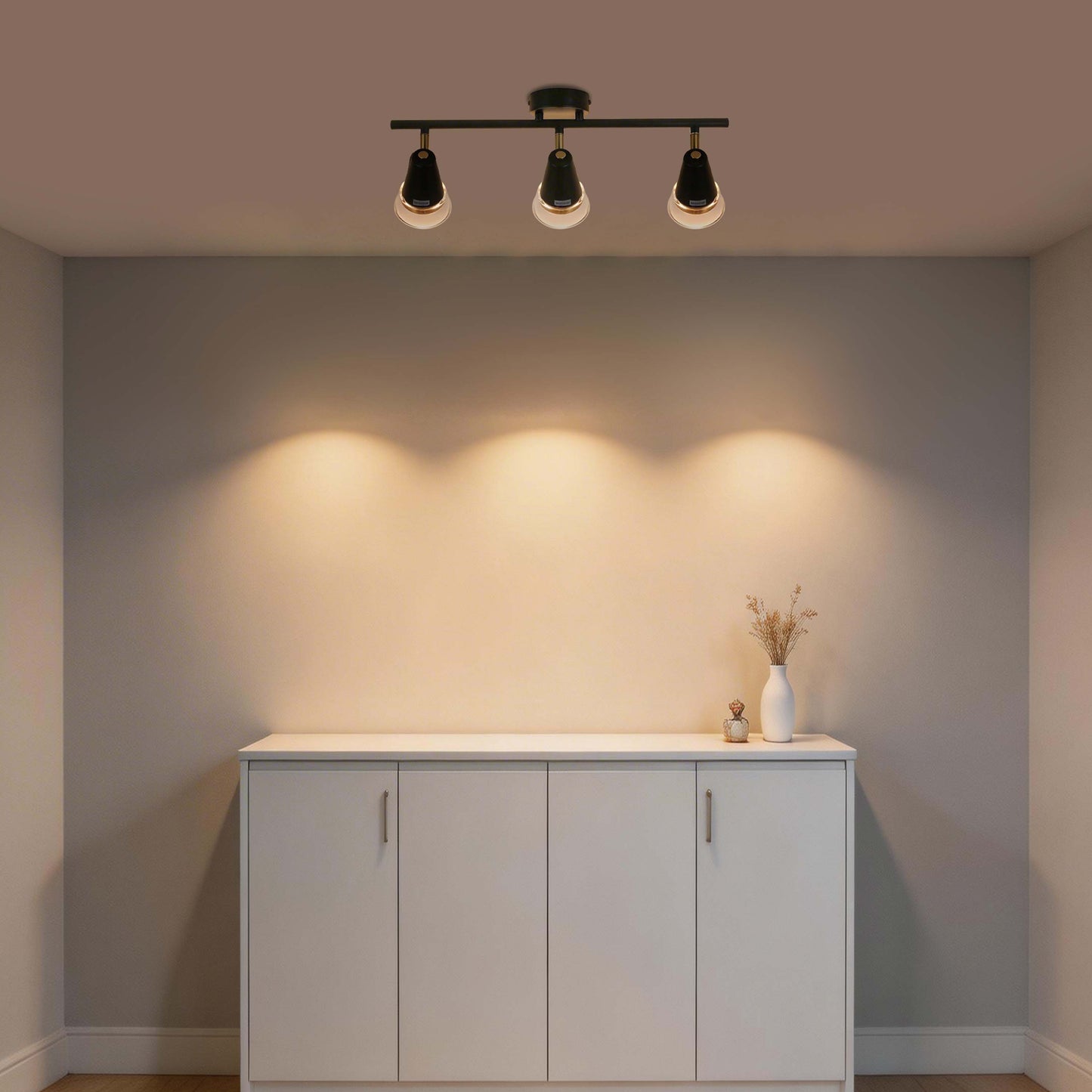 Modern Black & Brass Linear Spotlight Bar, GU10 Dimmable