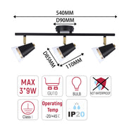Modern Black & Brass Linear Spotlight Bar, GU10 Dimmable