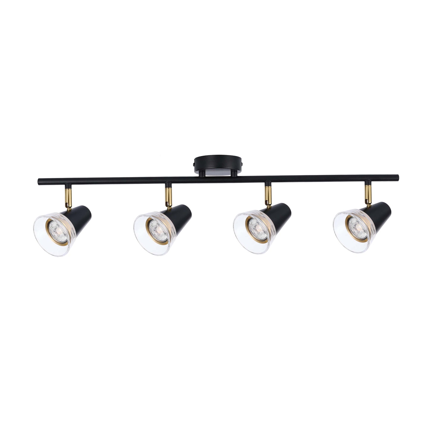 Modern Black & Brass Linear Spotlight Bar, GU10 Dimmable