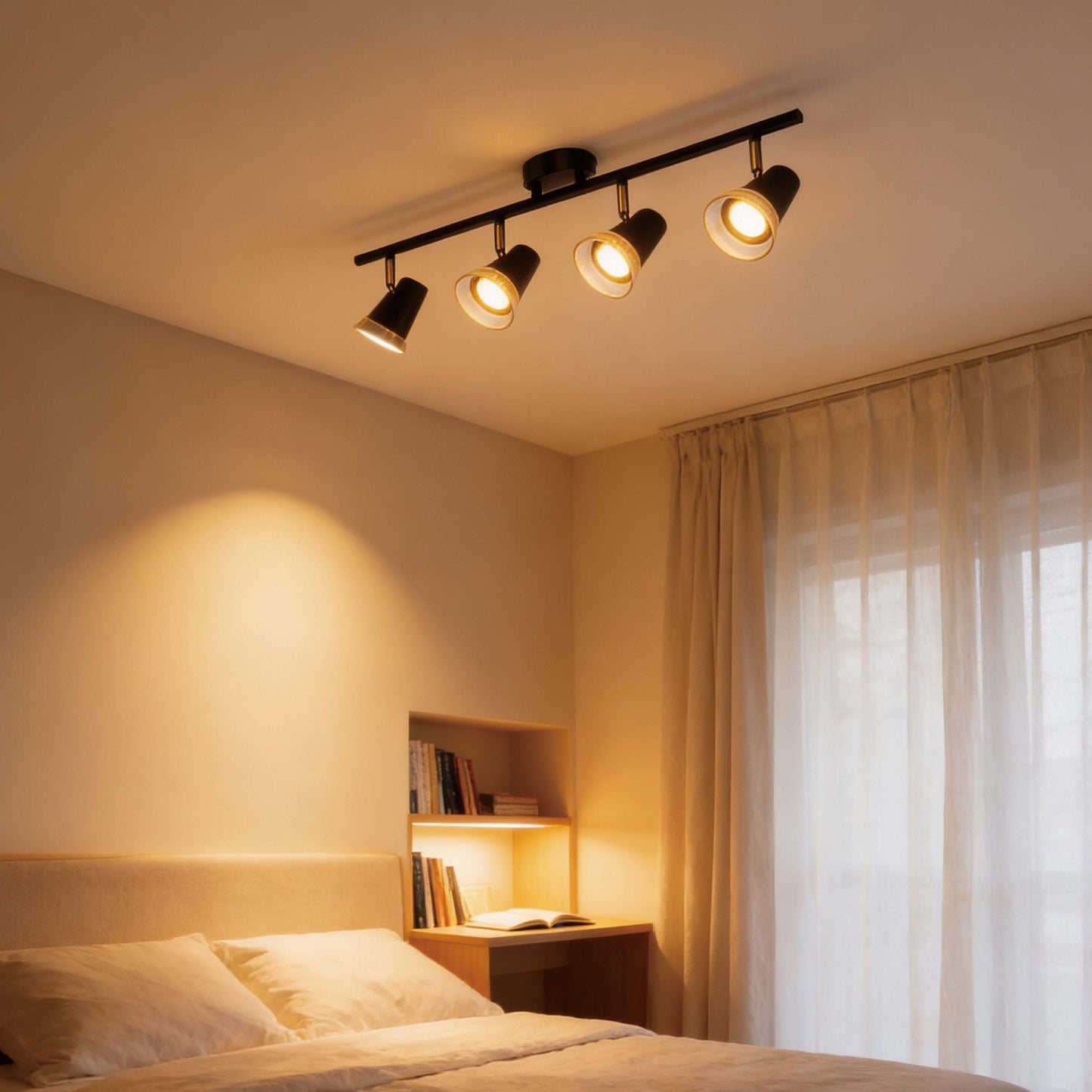 Modern Black & Brass Linear Spotlight Bar, GU10 Dimmable