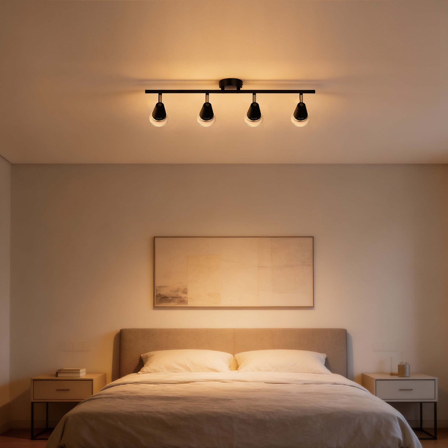 Modern Black & Brass Linear Spotlight Bar, GU10 Dimmable
