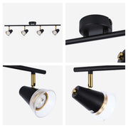 Modern Black & Brass Linear Spotlight Bar, GU10 Dimmable