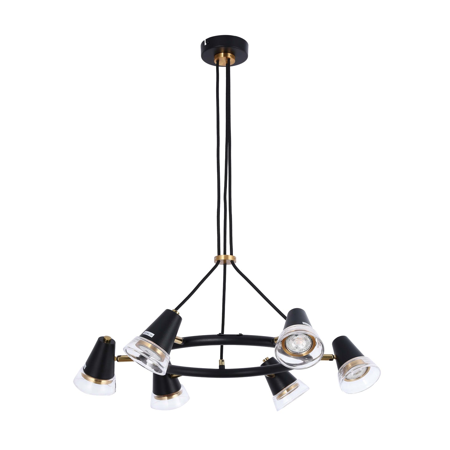 Modern Black & Brass Multi-Arm Spotlight, GU10 Dimmable