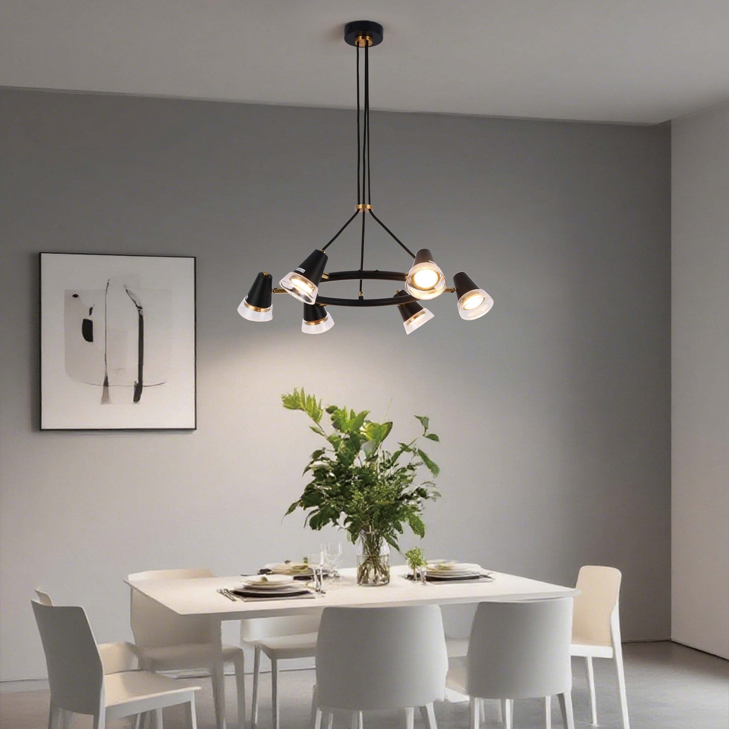 Modern Black & Brass Multi-Arm Spotlight, GU10 Dimmable