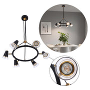 Modern Black & Brass Multi-Arm Spotlight, GU10 Dimmable