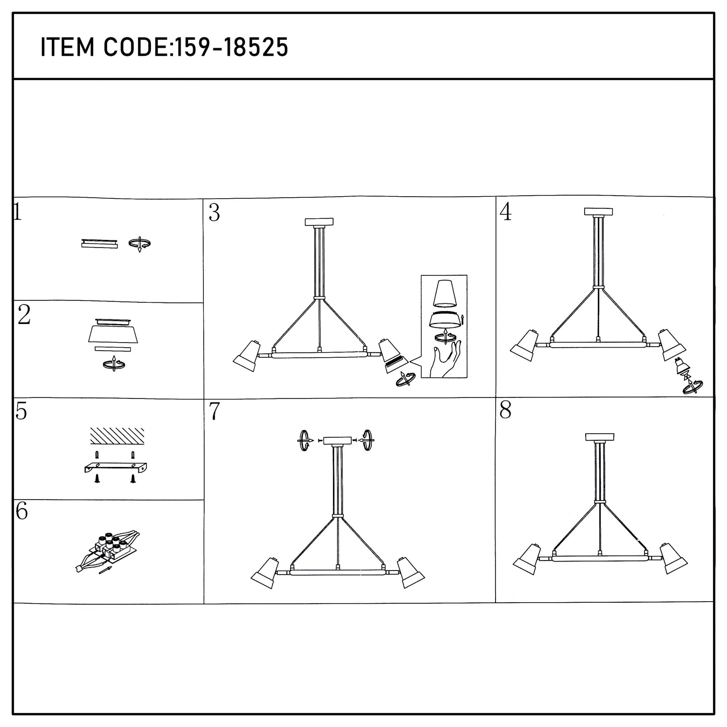 Modern Black & Brass Multi-Arm Spotlight, GU10 Dimmable