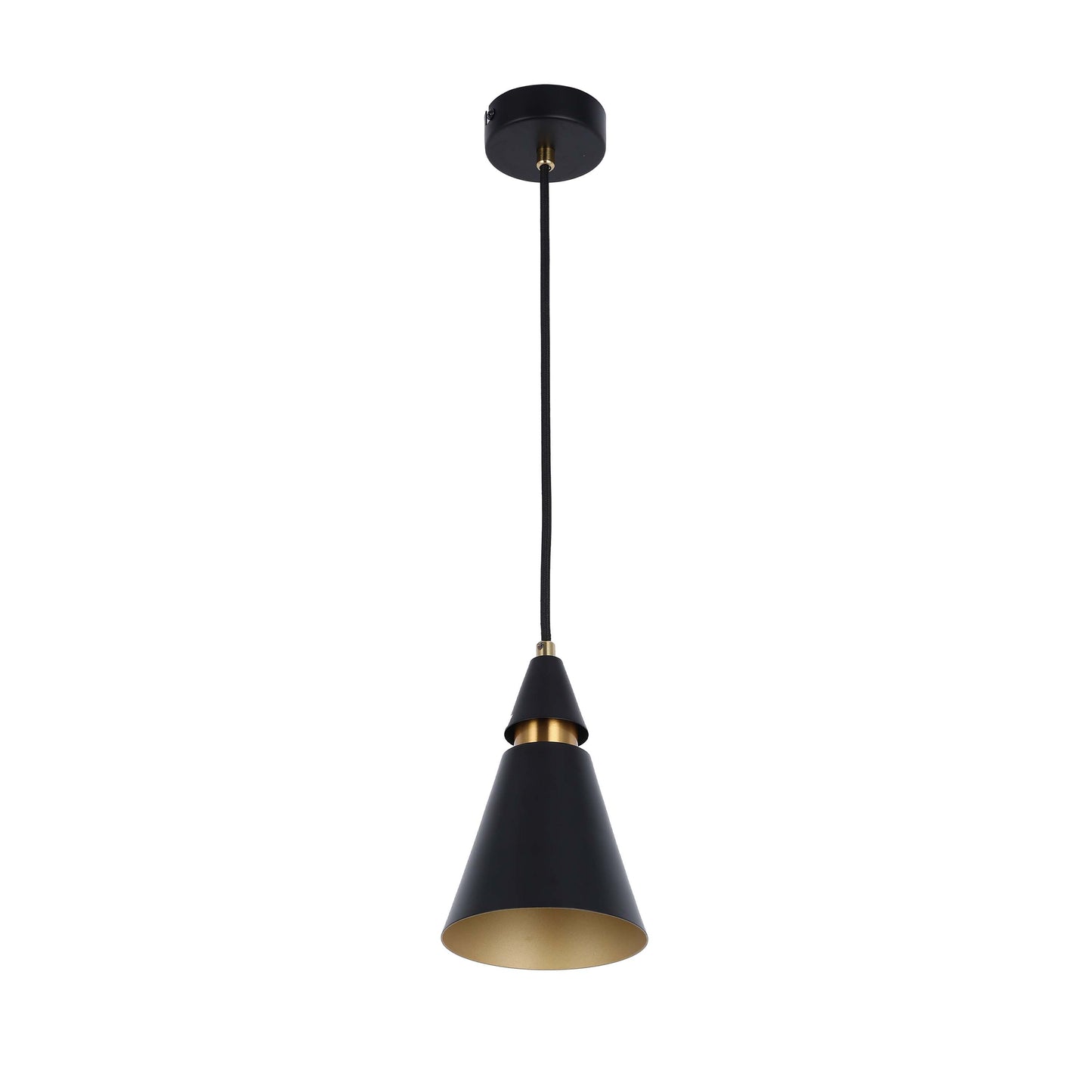 Modern Black & Gold Metal Cone Pendant Light, E14 Dimmable