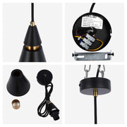Modern Black & Gold Metal Cone Pendant Light, E14 Dimmable