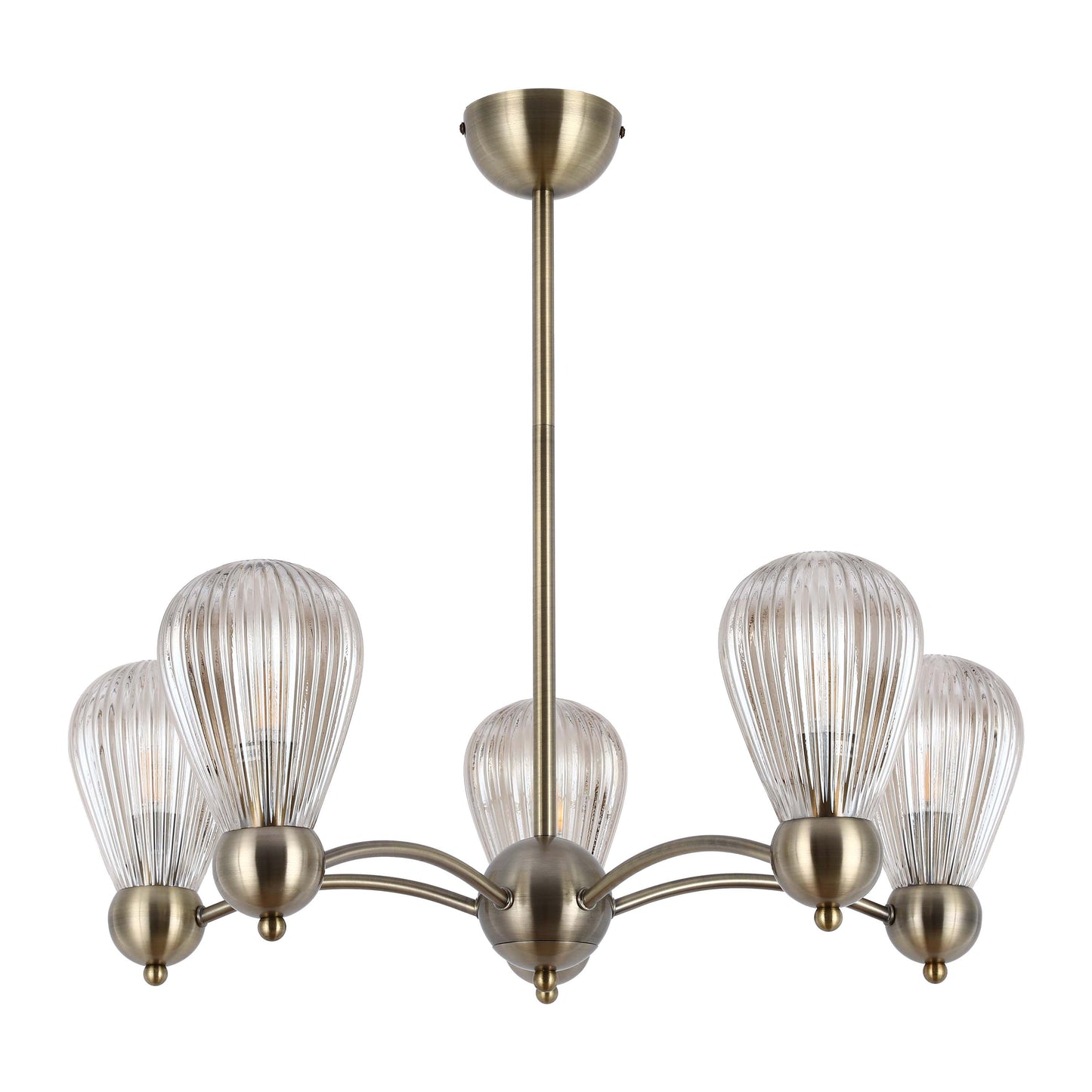 Antique Brass Modern Ceiling Light with Clear Glass Shades, 5 & 7-Light E14