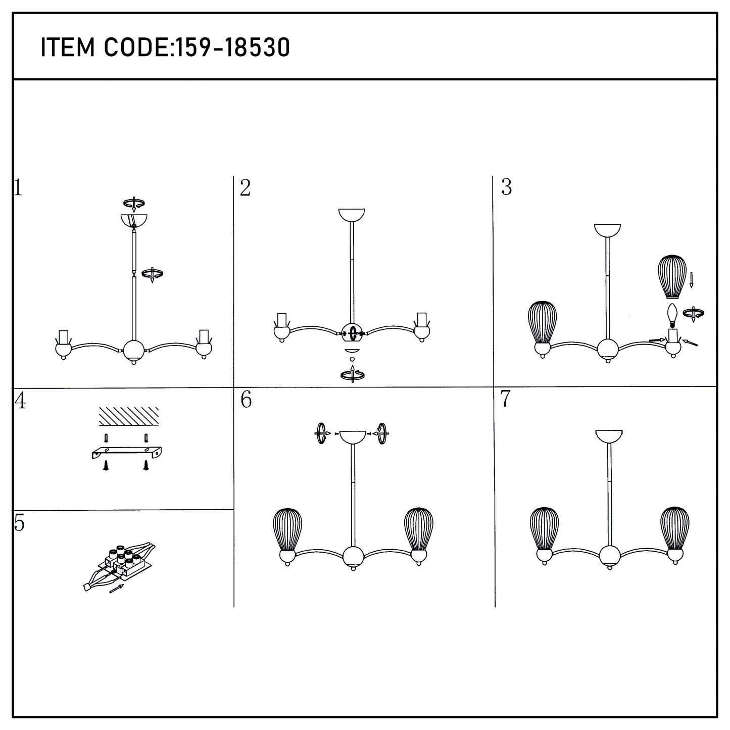 Antique Brass Modern Ceiling Light with Clear Glass Shades, 5 & 7-Light E14