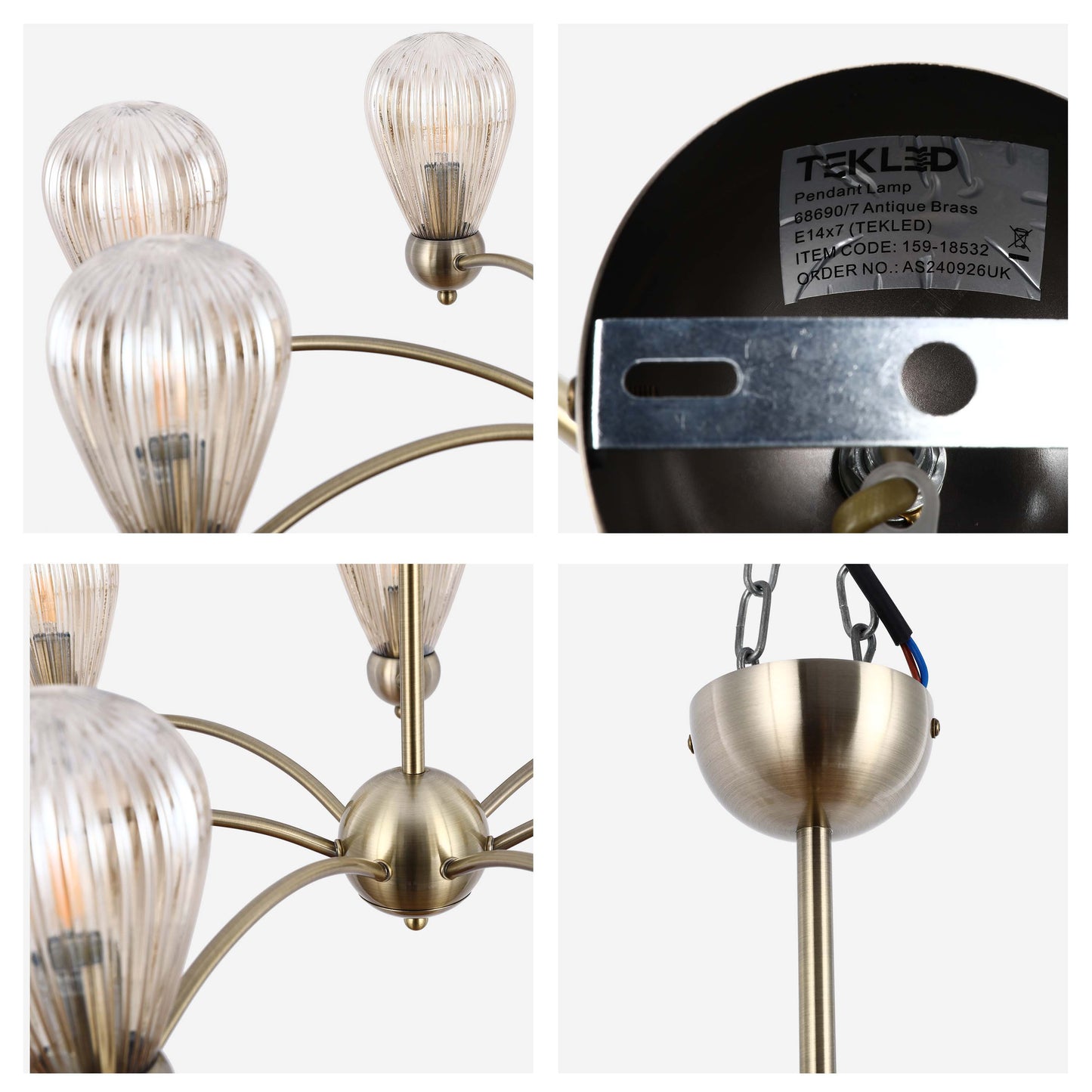 Pendant Lamp 68690/7 Antique Brass E14x7