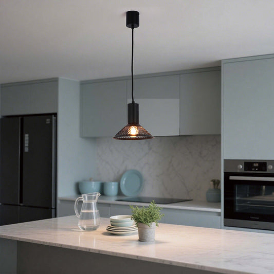 Modern Matte Black Disc Shade Pendant Light, 1 to 8-Light E14