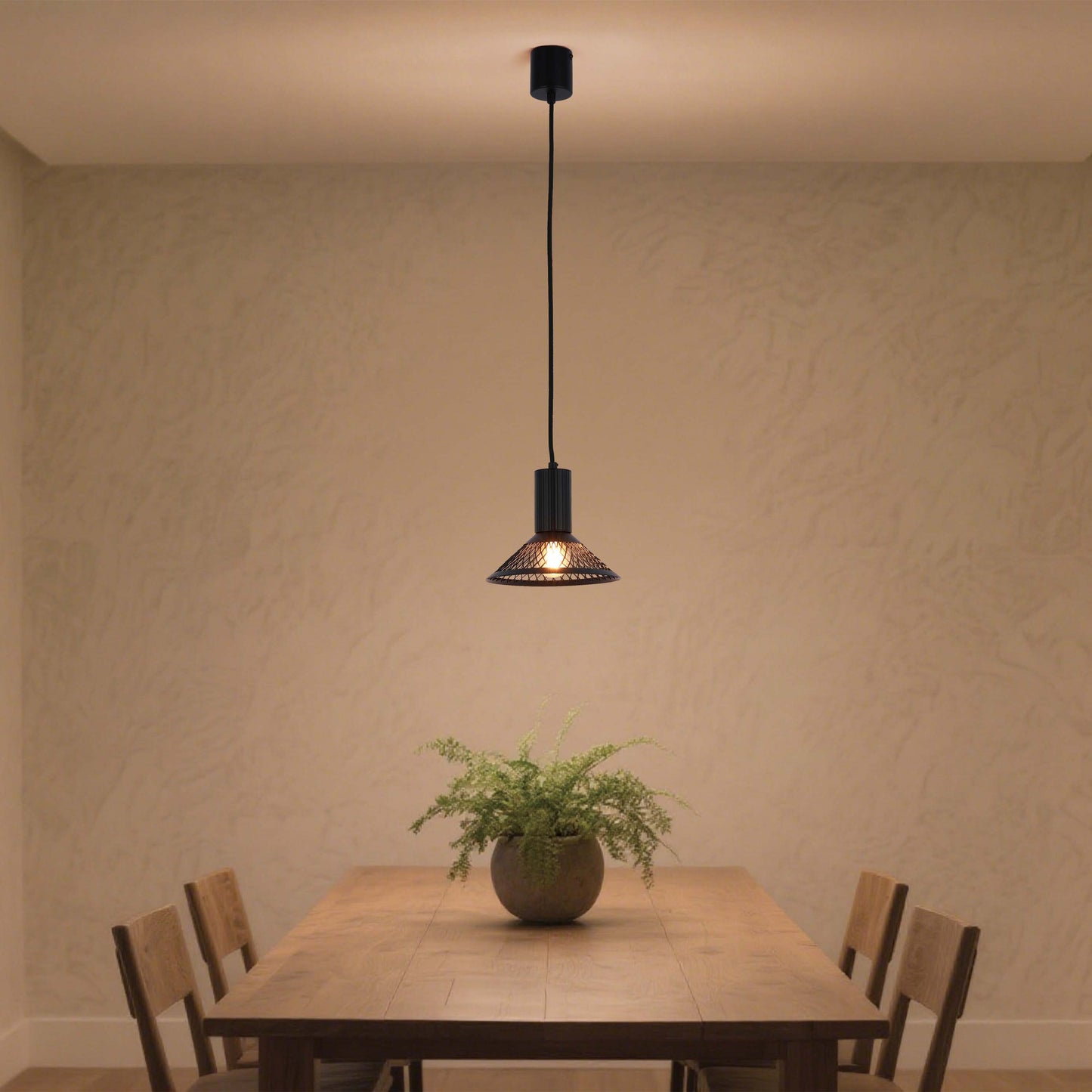 Modern Matte Black Disc Shade Pendant Light, 1 to 8-Light E14